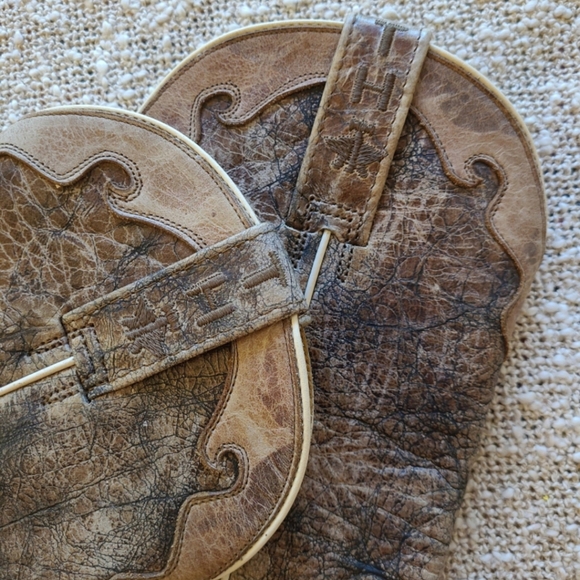 Tin Haul Women's SZ 5 Patches Sq. Toe Western Cowgirl Boot Rodeo Ranch Brown - Picture 9 of 12